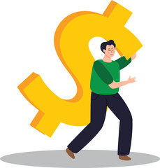 Dollar Icon Cash Coins Money Management Financial Growth Concept Design Vector Art Illustration