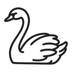  A stunning black and white outline vector illustration of a graceful swan. 