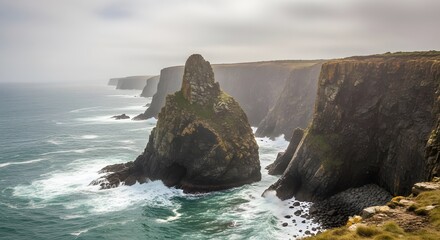 Coastal Cliff Landscape with Ocean Waves
