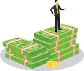 Dollar Icon Cash Coins Money Management Financial Growth Concept Design Vector Art Illustration