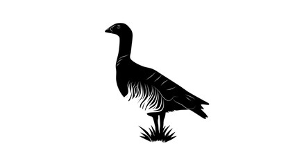Ashy-headed Goose, black isolated silhouette