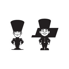 Friendly Cartoon Guard in Uniform.Two cheerful cartoon guards in formal attire, likely a caricature of a historical or ceremonial guard.