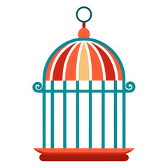 cage with bird, vector illustration white background