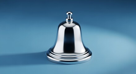 Silver Bell on Blue Background