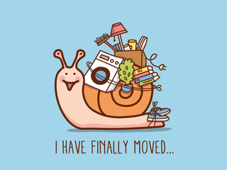 Snail who is moving household goods