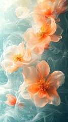 Floating Flowers Abstract Artwork with Gentle Color Palette