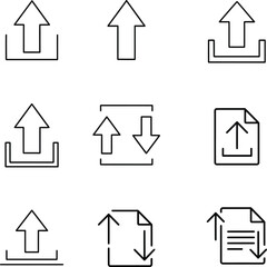 Upload and Download Arrows Icon Set - Data Transfer Symbols