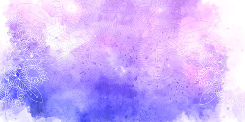 decorative banner with watercolour texture and mandala design 1401