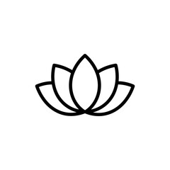 Fototapeta premium Spa Lotus Flower Icon in Minimal Black Outline Style