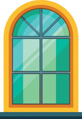 stained glass window with blue sky illustration on white background