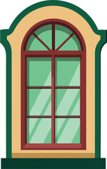 window with a green window illustration on white background