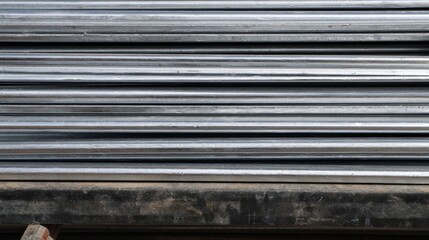 Obraz premium Stack of industrial metal pipes for construction and manufacturing