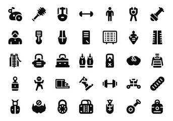 Vector art of a comprehensive collection of diverse silhouette icons representing various objects and equipment