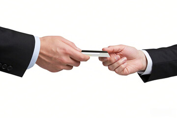 Young businessmen communicating and handing business cards