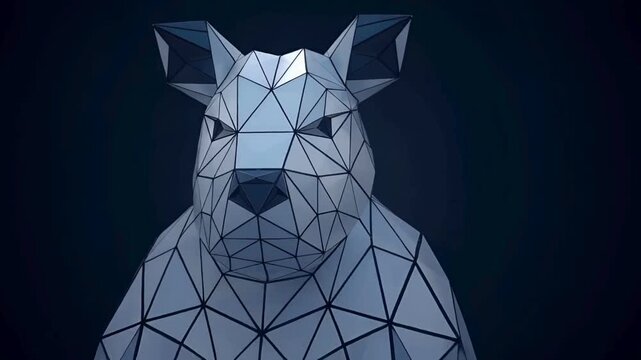 Low Poly Geometric Wolf Head - 3D Render