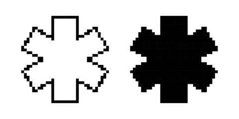 Obraz premium Medical star pixel icons set. Medical alert emergency, EMT, EMS, Star of Life, Nurse, Doctor Caduceus, Medical Services.