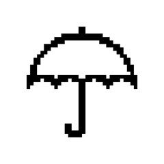 Umbrella pixel icon. Rain, weather, meteorology, insurance. Pixel art. © drawing lines