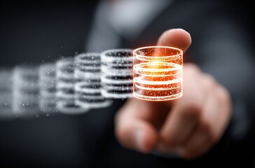 Database and network technology. Businessperson, network structure and database icon. High quality