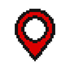 Obraz premium Map pin pixel icon. location and pointer symbol. Pixel art.