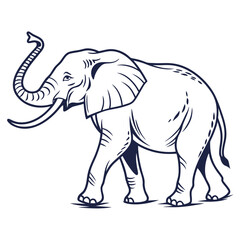 Fototapeta premium Vector illustration of a large walking elephant isolated on a white background