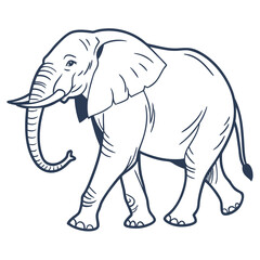 Obraz premium A large gray cartoon elephant, a wild mammal, is isolated on a white background