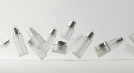 Floating Frosted Glass Cosmetic Bottles and Jars