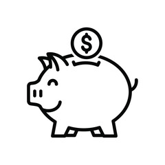 Obraz premium Vector illustration of a happy piggy bank with a coin, symbolizing saving and financial growth