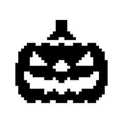Obraz premium Pumpkin pixel icon. The main symbol of the Happy Halloween holiday. Pumpkin with smile. Pixel art.