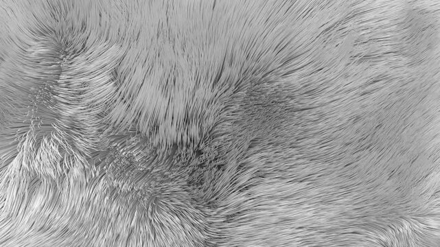 Seamless white 3D fur loop gently waving in the wind. Great for minimal designs, purity-themed visuals, and elegant motion backgrounds.