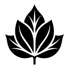 Stylized Black Leaf Silhouette with Veins.