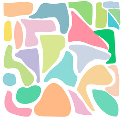 Abstract Soft Pastel Shapes with Organic Forms in a Playful Arrangement for Art, Decoration, and Creative Design

