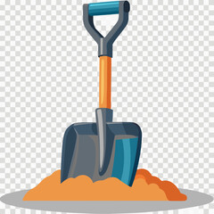 Plastic and metal garden shovels, isolated on a white background, are essential tools for digging snow or sand