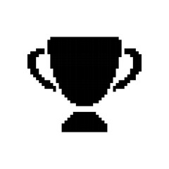 Trophy pixel icon. Winner prize success achievement reward symbol. Pixel art.