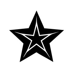 Stylized black star with inner outline-Bold black five-pointed star design featuring a smaller star-shaped cutout in the center, creating a modern layered graphic look.