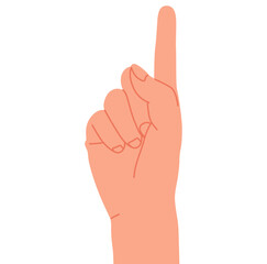 Pointing finger sign isolated on a white background.Hand show raised index finger isolated on a white background