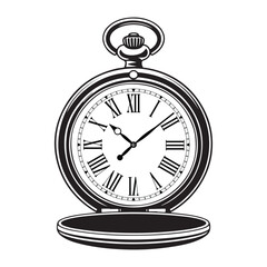 Vintage pocket watch with roman numerals silhouette