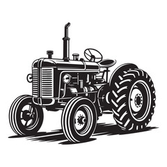Vintage tractor silhouette for farming and agriculture