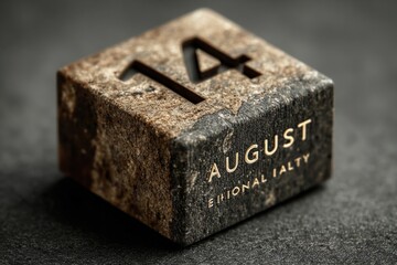 Minimal style calendar block AUGUST 14 with national holiday text