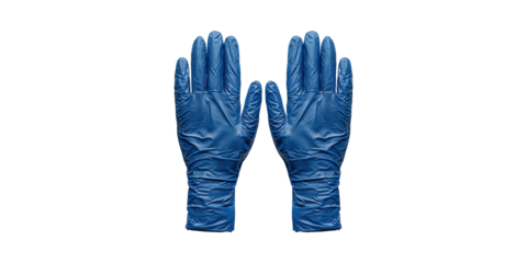 Blue Nitrile Gloves For Medical And Industrial Use. Protective Equipment For Hygiene And Safety Isolated On Transparent Background