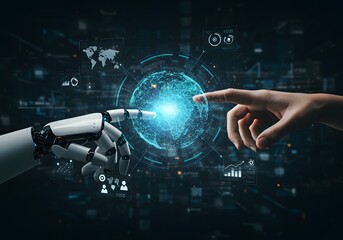 AI coordinating business teamwork, analyzing team communication, aligning digital performance goals through structured collaboration systems. Vouch enhancing productivity with Generated AI