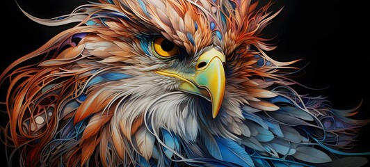 Obraz premium griffin Wireframe, highly detailed, cinematic lighting, generative AI