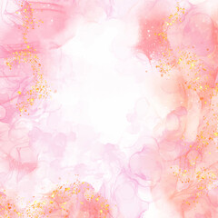 elegant hand painted alcohol ink background with gold glitter 0309