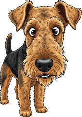 Airedale Terrier Dog Cartoon - Cute Pet vector Illustration