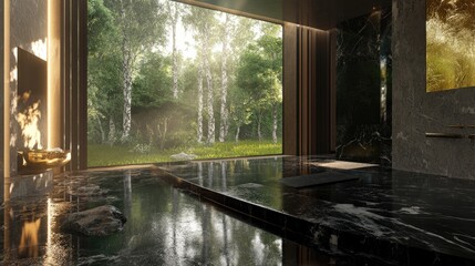 Modern spa with forest view