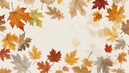 Seamless watercolor pattern with autumn leaf
