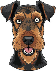 Airedale Terrier Dog Face - funny Happy Pet vector illustration

