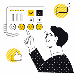 Customer Satisfaction Survey and Feedback Rating System Vector Illustration.

