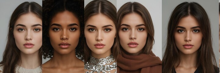 Multiracial Women Panels for Diverse International Woman Empowerment United Feminism Power Diversity Equality Collaboration Support Banner