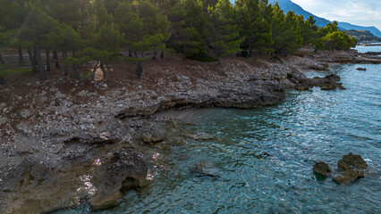 Aerial View of Scenic Adriatic Coastline in Croatia
