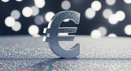 Silver euro symbol sparkling glitter currency finance
